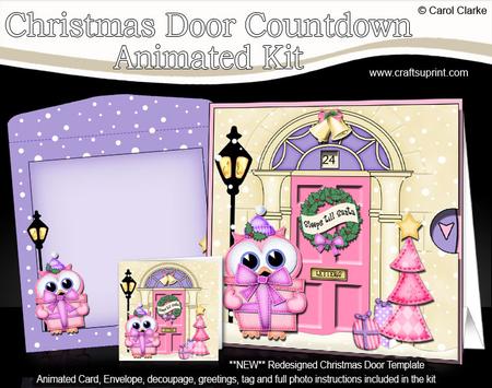 3D Hoot Owl's Present Xmas Door Countdown Animated Card