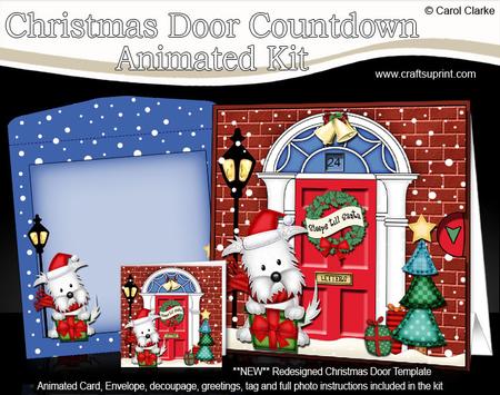 3D Westie Dog's Present Xmas Door Countdown Animated Card