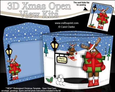 3D Rudolph's Present Christmas Open View Card Kit