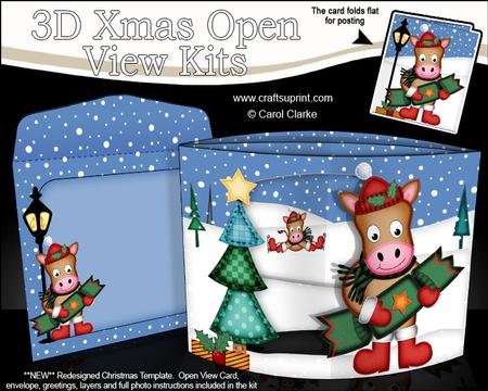 3D Gigi Horse's Present Christmas Open View Card Kit