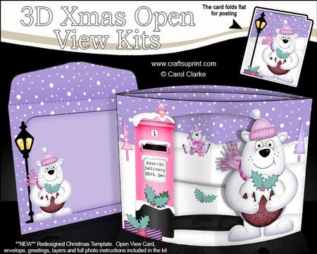 3D Ben Polar Bear's Pudding Christmas Open View Card Kit