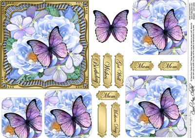 Butterfly Bouquet Round Edged Pyramage & Decoupage