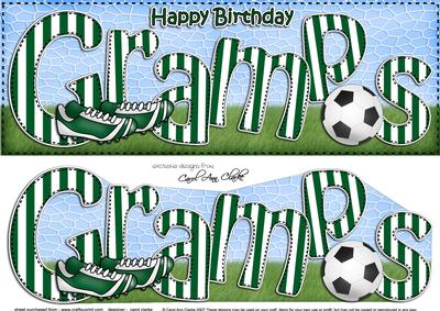 Large Dl Birthday Gramps Football Card & 3D Decoupage