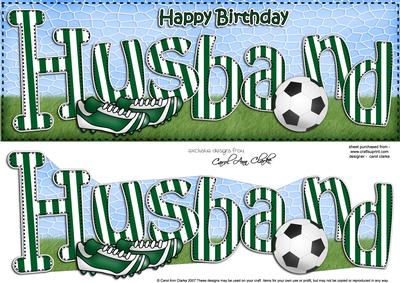 Large Dl Birthday Husband Football Card & 3D Decoupage
