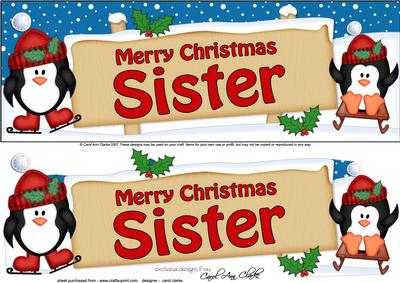 Xmas Sister Penguins Signpost Lge Dl Easicut Decoupage