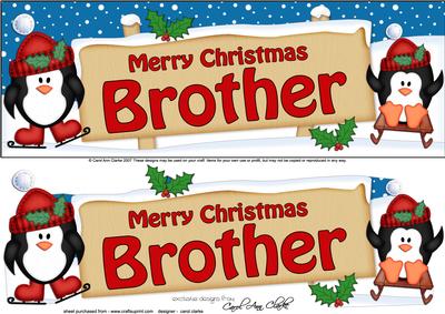 Xmas Brother Penguins Signpost Lge Dl Easicut Decoupage