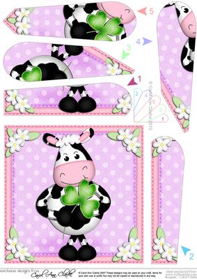 Milly Moo Cow's Good Luck Clover Fan Pyramage Topper