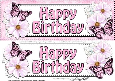 Large Dl Happy Birthday Floral Butterflies 3D Decoupage