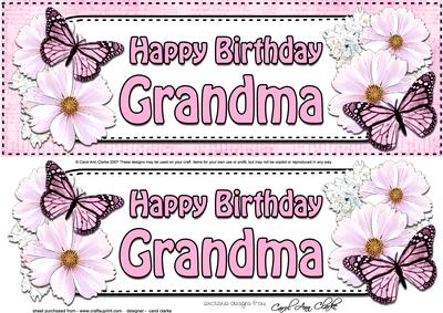 Large Dl Birthday Grandma Floral Butterflies 3D Decoupage