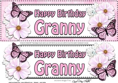 Large Dl Birthday Granny Floral Butterflies 3D Decoupage