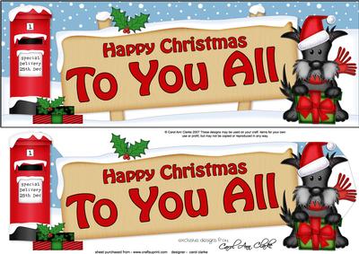 Xmas to You All Scottie Dog Signpost Lge Dl Easicut Dcoupage