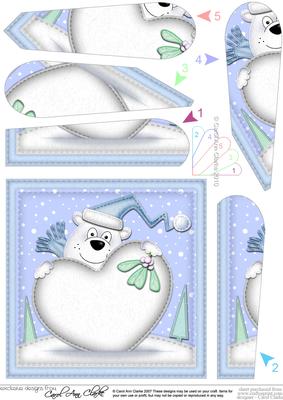 Ben Polar Bear's Xmas Heart Snowball Fan Pyramage Topper