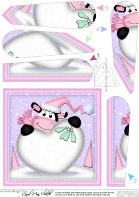Milly Moo Cow's Xmas Heart Snowball Fan Pyramage Topper