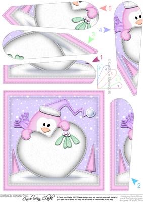 Cute Penguin's Xmas Heart Snowball Fan Pyramage Topper