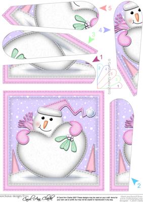 Snowman's Xmas Heart Snowball Fan Pyramage Topper