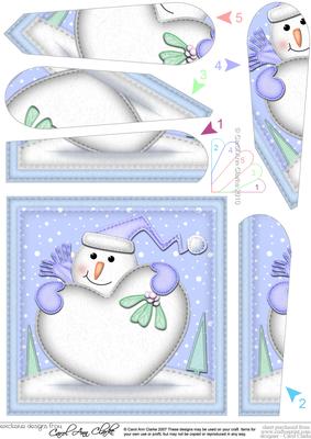 Snowman's Xmas Heart Snowball Fan Pyramage Topper