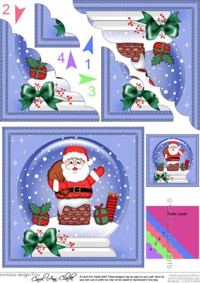 Xmas Santa Got Stuck Snowglobe Scallop Corner Stacker