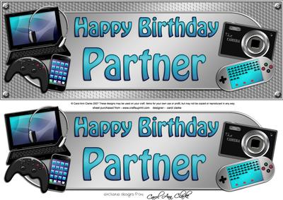 Large Dl Birthday Partner Gadgets & Gizmos 3D Decoupage