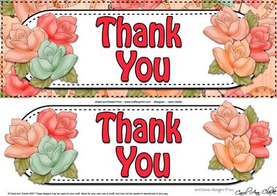 Large Dl Thank You Roses Card & 3D Decoupage