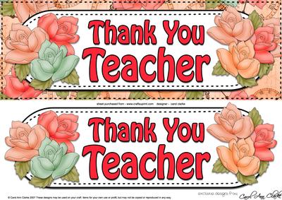 Large Dl Thank You Teacher Roses Card & 3D Decoupage