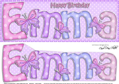 Large Dl Birthday Emma Butterflies Card & 3D Decoupage
