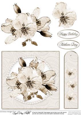 Posy & Pearls Quick Card with Decoupage