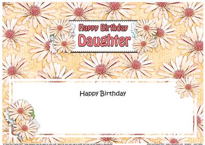Birthday Daughter Daisies Floral Large Dl Matching Insert