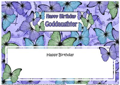 Birthday Goddaughter Butterflies Matching Large Dl Insert