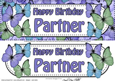 Large Dl Birthday Partner Butterflies Card 3D Decoupage