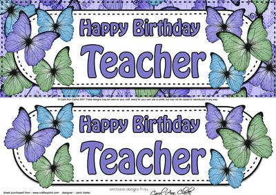 Large Dl Birthday Teacher Butterflies Card 3D Decoupage