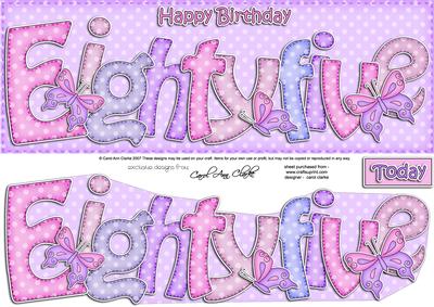 85th Birthday Butterflies Large Dl Quick Card N 3D Decoupage