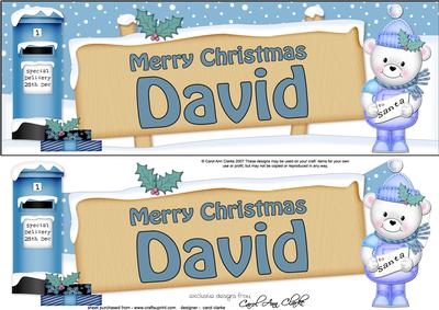 Xmas David Teddy Ed Signpost Large Dl Easicut Decoupage