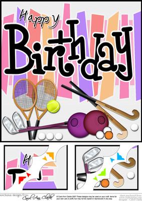 8 x 8 Birthday Sports and Games Scalloped Corner Topper
