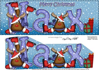 Merry Christmas Max Rudolph Large Dl & 3D Decoupage