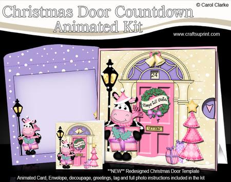 3D Milly Moo Cow's Present Xmas Door Countdown Animated Card