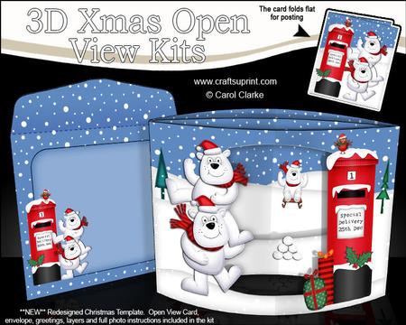 3D Polar Bears Christmas Open View Card Kit