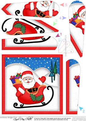 Xmas Santa's Sleigh Fan Pyramage Topper