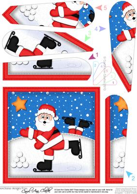 Xmas Skating Santa Fan Pyramage Topper