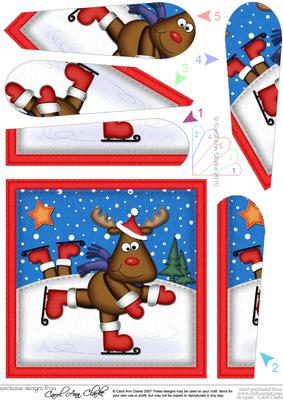 Xmas Skating Rudolph Fan Pyramage Topper