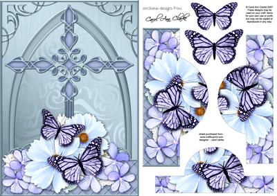Fancy Cross Butterfly Blues Pyramid & Decoupage