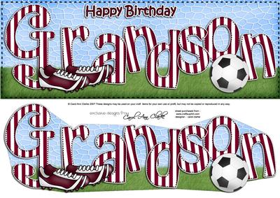 Large Dl Birthday Grandson Football Card & 3D Decoupage
