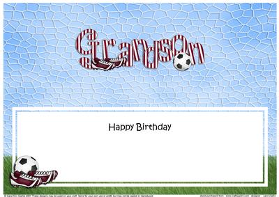 Happy Birthday Grandson Football Matching Large Dl Insert