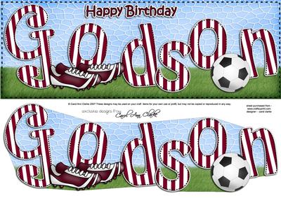 Large Dl Birthday Godson Football Card & 3D Decoupage