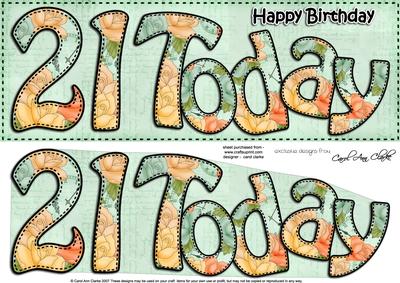 Large Dl Birthday 21 Today Roses Card & 3D Decoupage