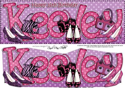 Large Dl 16th Birthday Keeley Shoes & Handbags 3D Decoupage