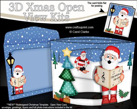 3D Carol Singing Santa Christmas Open View Card Kit