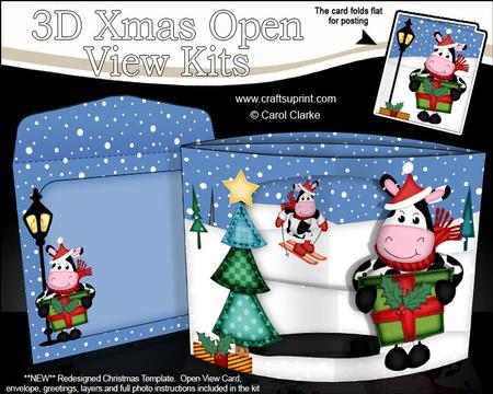 3D Milly Moo Cow's Present Christmas Open View Card Kit