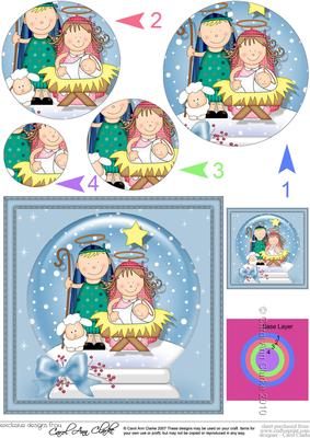 Xmas Nativity Snowglobe the Holy Family Circle Pyramage