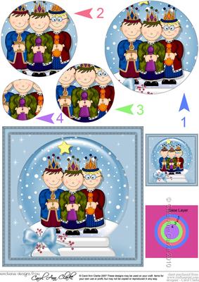 Xmas Nativity Snowglobe We Three Kings Circle Pyramage