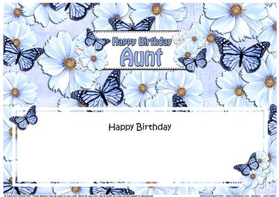 Birthday Aunt Floral Butterflies Large Dl Matching Insert